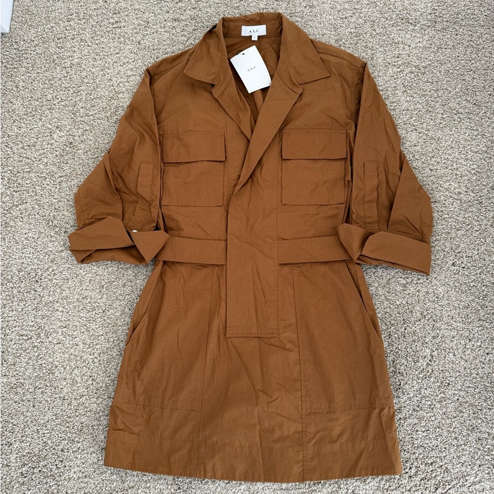 NWT A.L.C 100% Cotton Shirt Dress Camel Tan Size 6